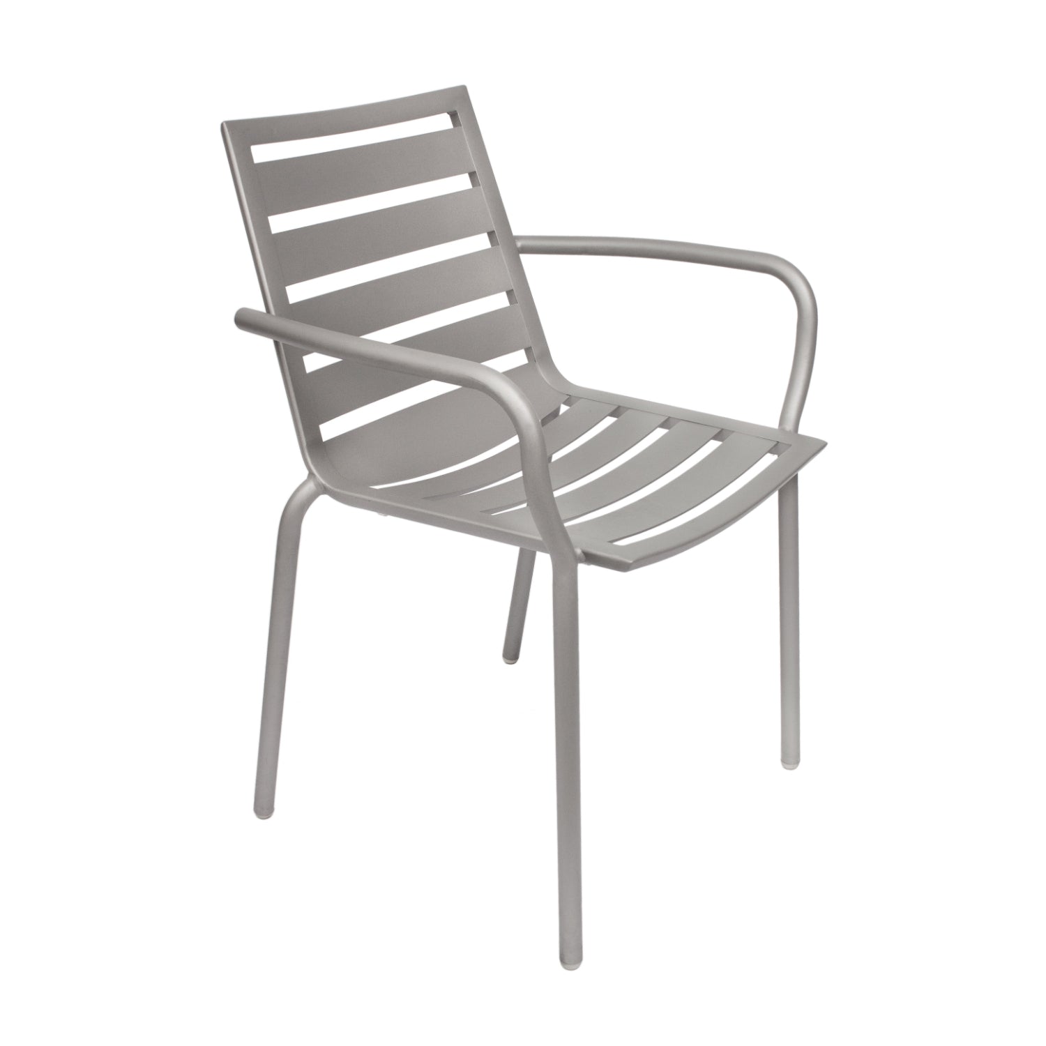 South Beach Collection Outdoor/Indoor Stacking Titanium Silver Aluminum Armchair