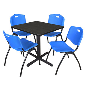 Cain Square Breakroom Table and Chair Package, Cain 30" Square X-Base Breakroom Table with 4 "M" Stack Chairs