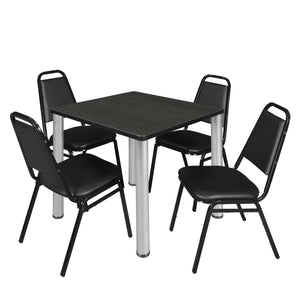 Kee Square Breakroom Table and Chair Package, Kee 30" Square Post-Leg Breakroom Table with 4 Restaurant Stack Chairs