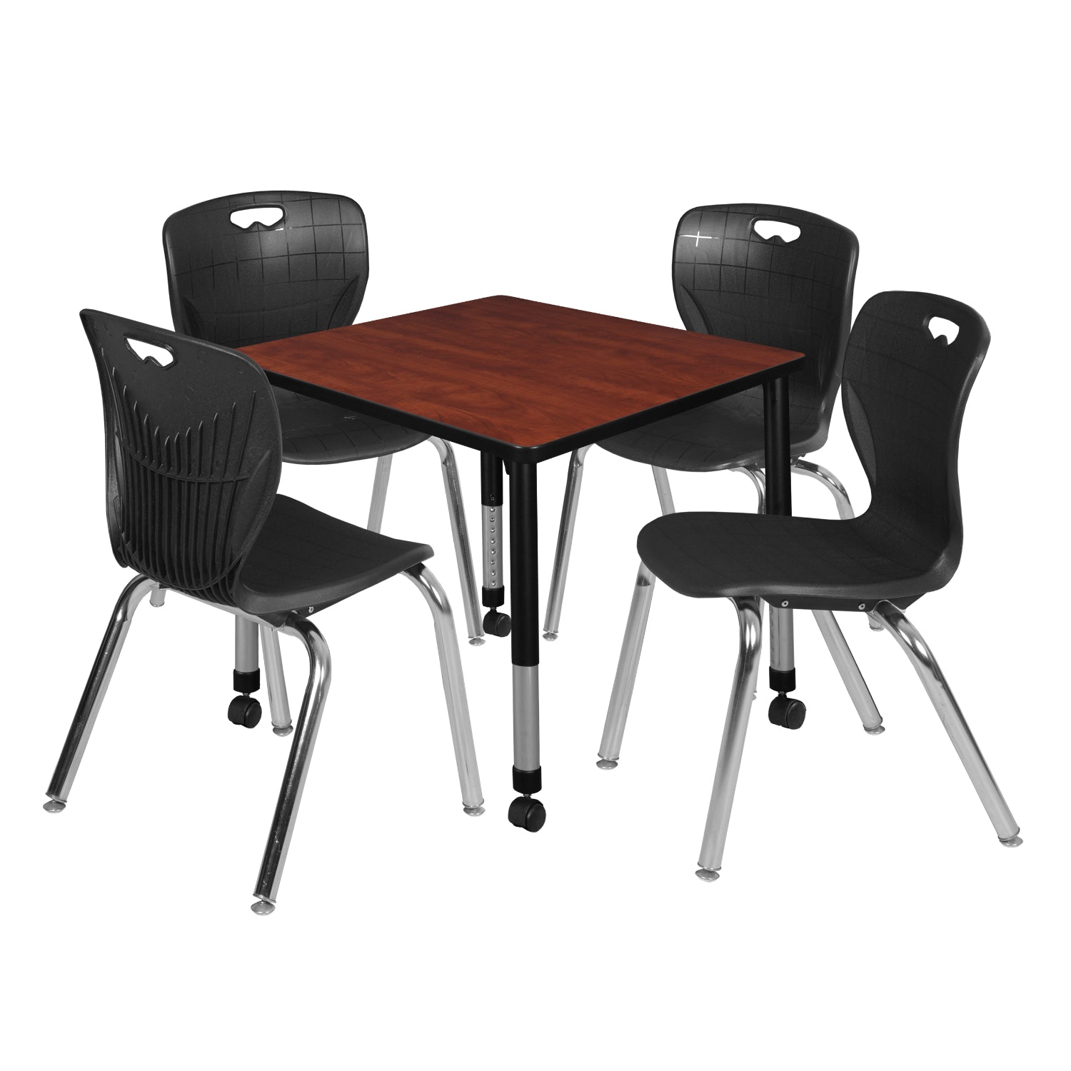 Kee Classroom Table and Chair Package, Kee 30" Square Mobile Adjustable Height Table with 4 Andy 18" Stack Chairs