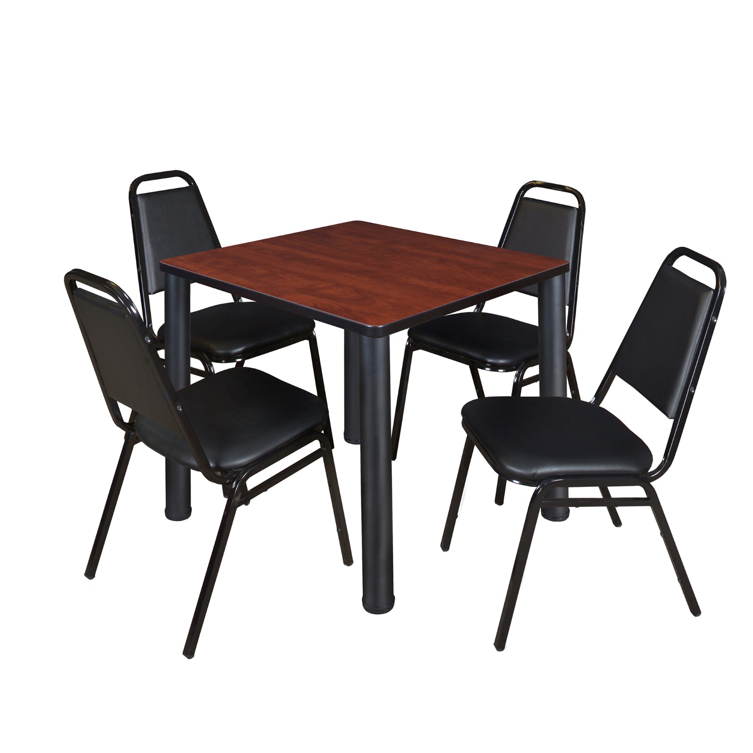 Kee Square Breakroom Table and Chair Package, Kee 30" Square Post-Leg Breakroom Table with 4 Restaurant Stack Chairs