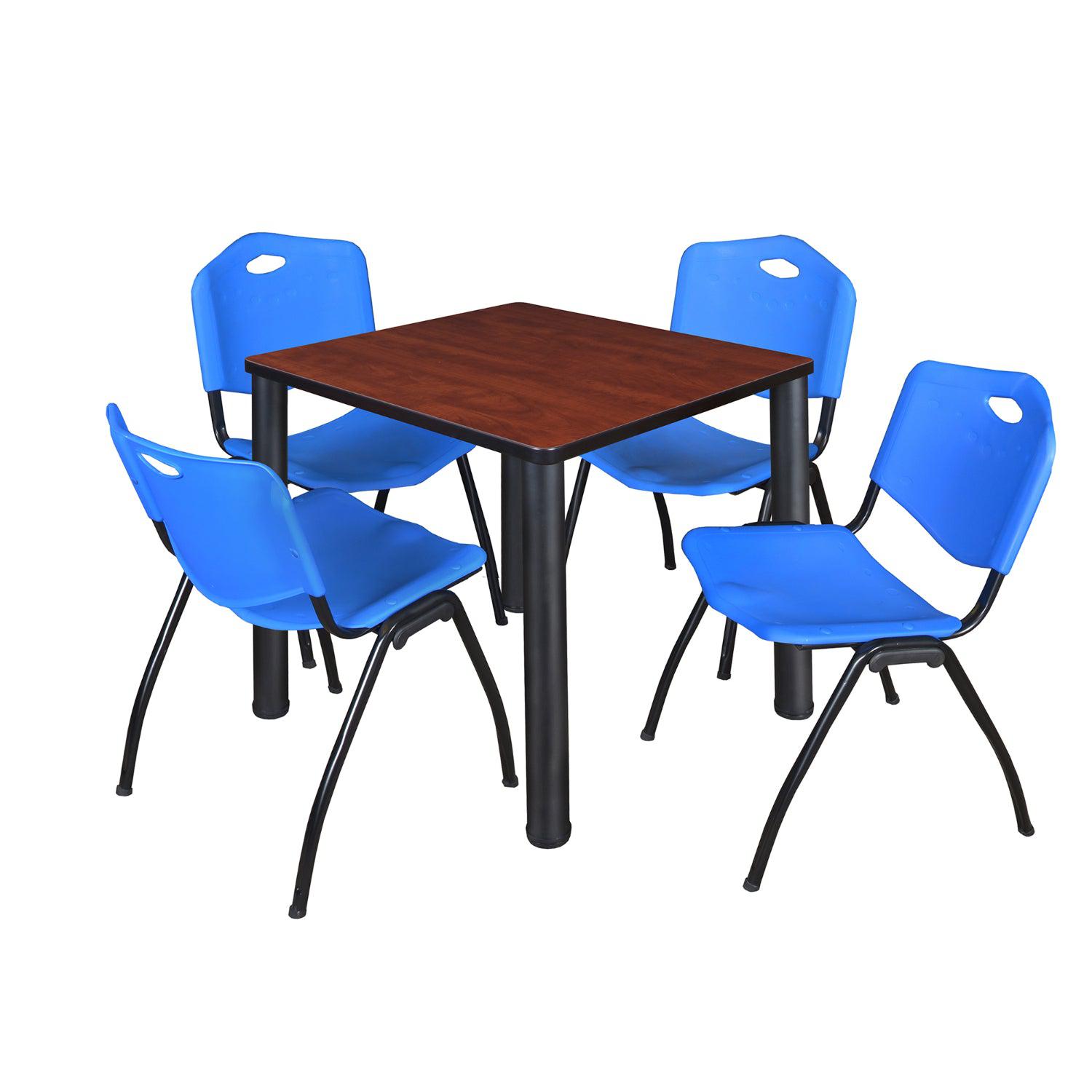 Kee Square Breakroom Table and Chair Package, Kee 30" Square Post-Leg Breakroom Table with 4 M Stack Chairs