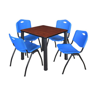 Kee Square Breakroom Table and Chair Package, Kee 30" Square Post-Leg Breakroom Table with 4 M Stack Chairs