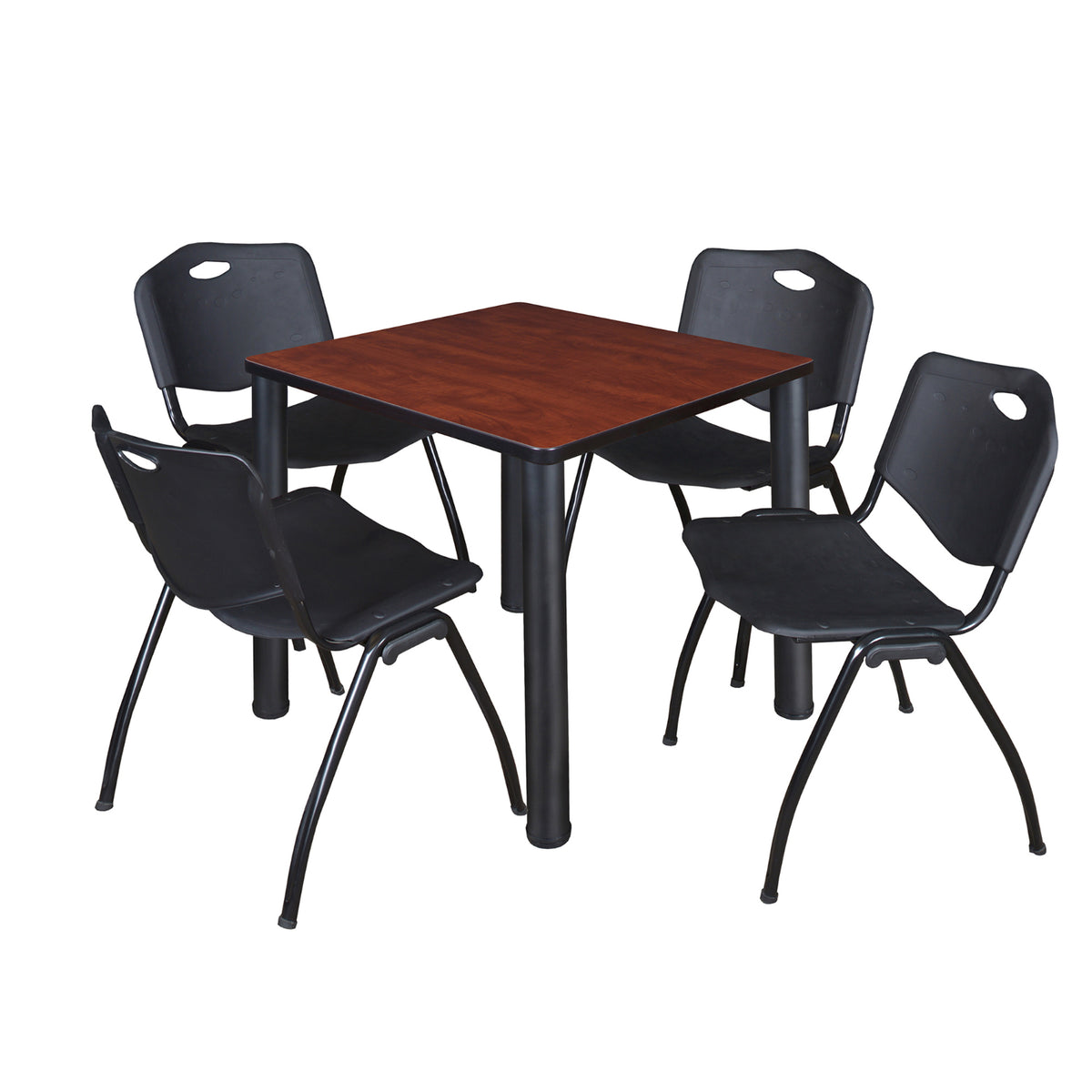 Kee Square Breakroom Table and Chair Package, Kee 30" Square Post-Leg Breakroom Table with 4 M Stack Chairs