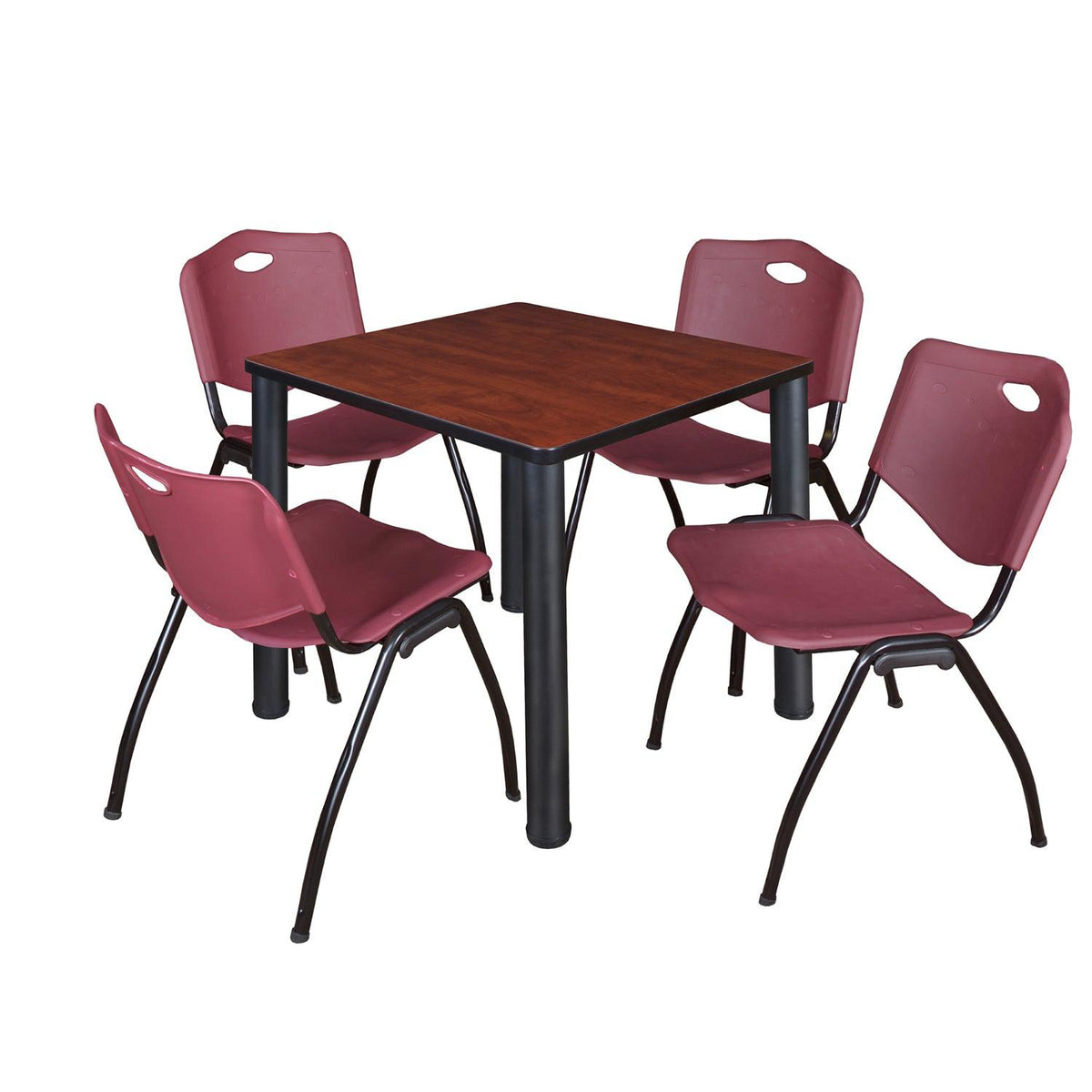 Kee Square Breakroom Table and Chair Package, Kee 30" Square Post-Leg Breakroom Table with 4 M Stack Chairs