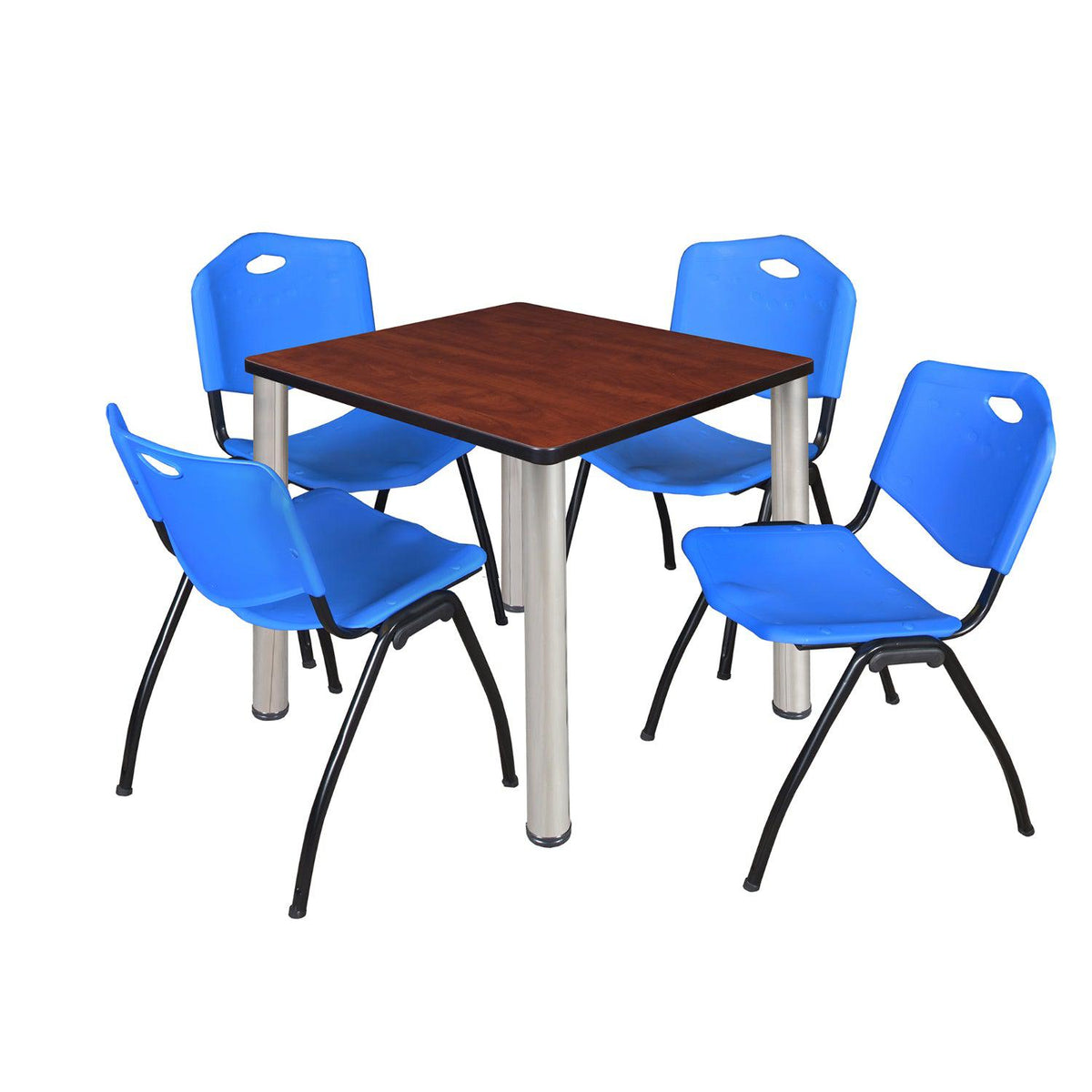 Kee Square Breakroom Table and Chair Package, Kee 30" Square Post-Leg Breakroom Table with 4 M Stack Chairs