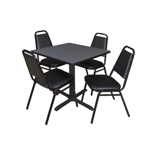Cain Square Breakroom Table and Chair Package, Cain 30" Square X-Base Breakroom Table with 4 Restaurant Stack Chairs