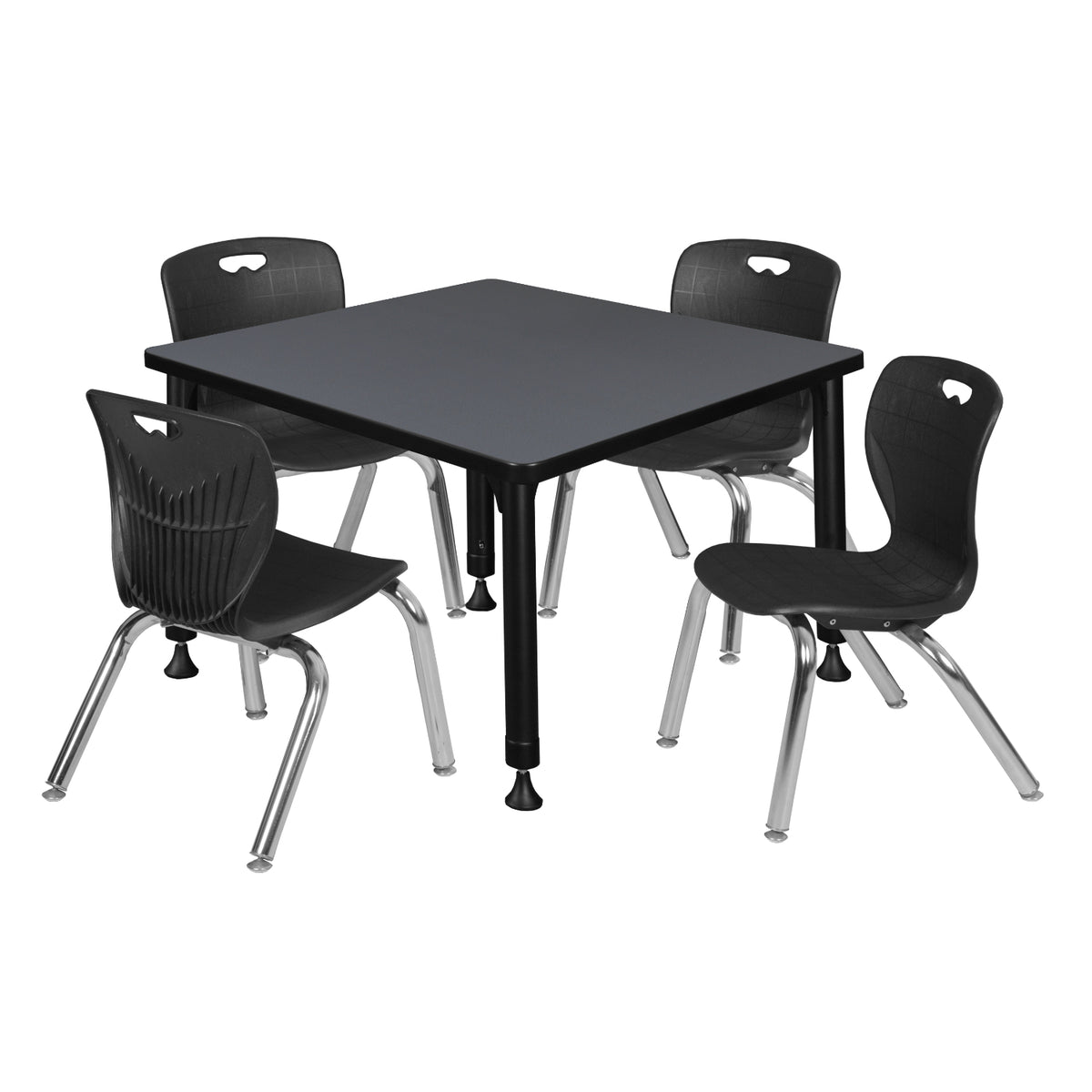 Kee Classroom Table and Chair Package, Kee 30" Square Adjustable Height Table with 4 Andy 12" Stack Chairs