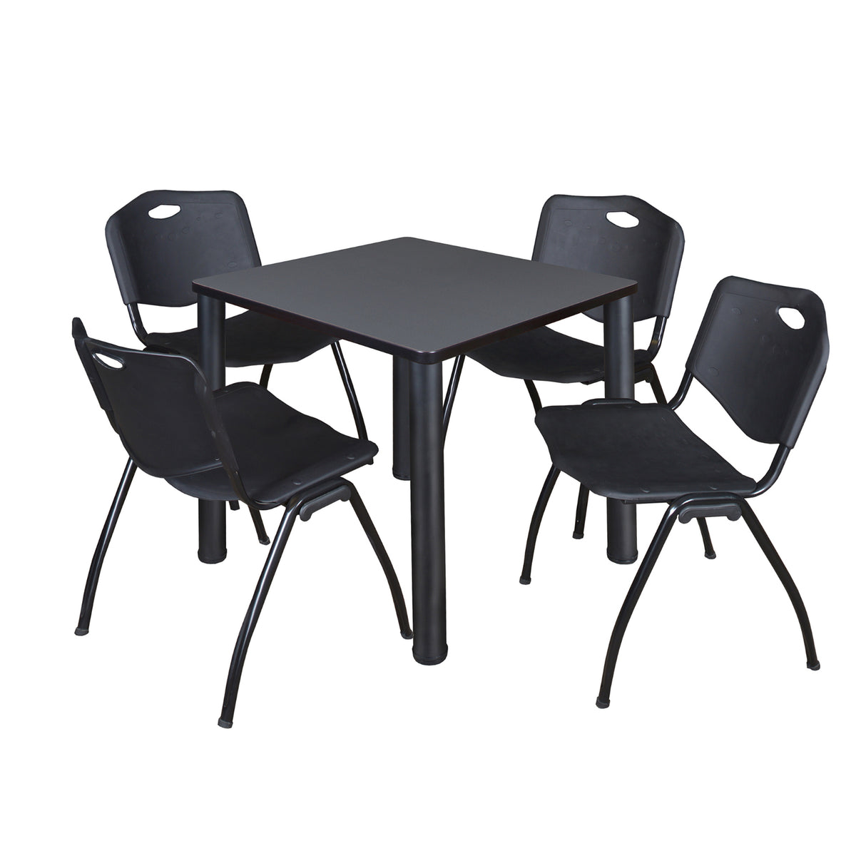Kee Square Breakroom Table and Chair Package, Kee 30" Square Post-Leg Breakroom Table with 4 M Stack Chairs