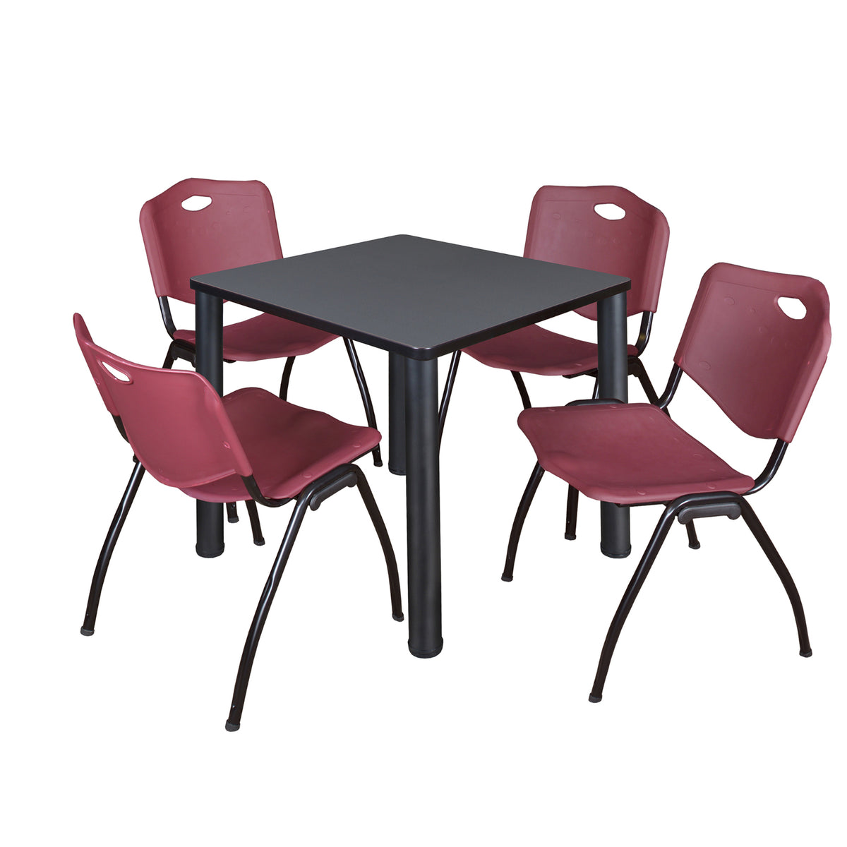 Kee Square Breakroom Table and Chair Package, Kee 30" Square Post-Leg Breakroom Table with 4 M Stack Chairs