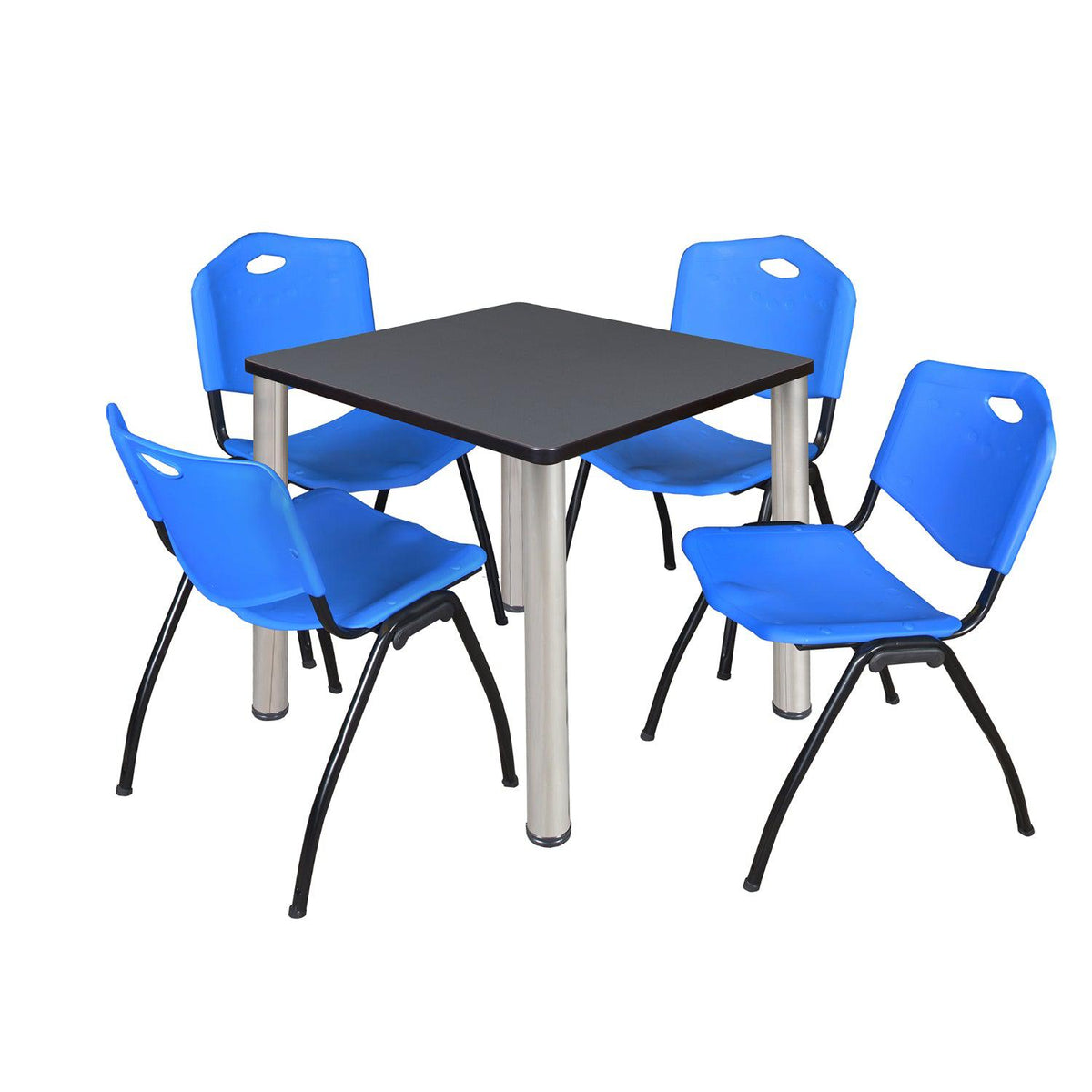 Kee Square Breakroom Table and Chair Package, Kee 30" Square Post-Leg Breakroom Table with 4 M Stack Chairs