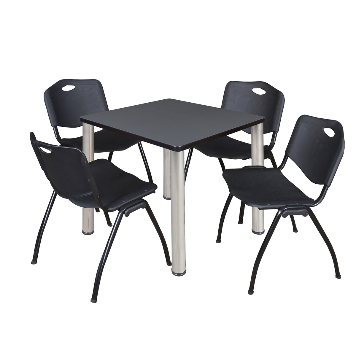 Kee Square Breakroom Table and Chair Package, Kee 30" Square Post-Leg Breakroom Table with 4 M Stack Chairs