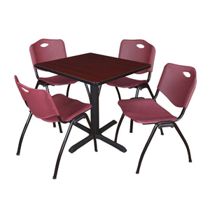 Cain Square Breakroom Table and Chair Package, Cain 30" Square X-Base Breakroom Table with 4 "M" Stack Chairs