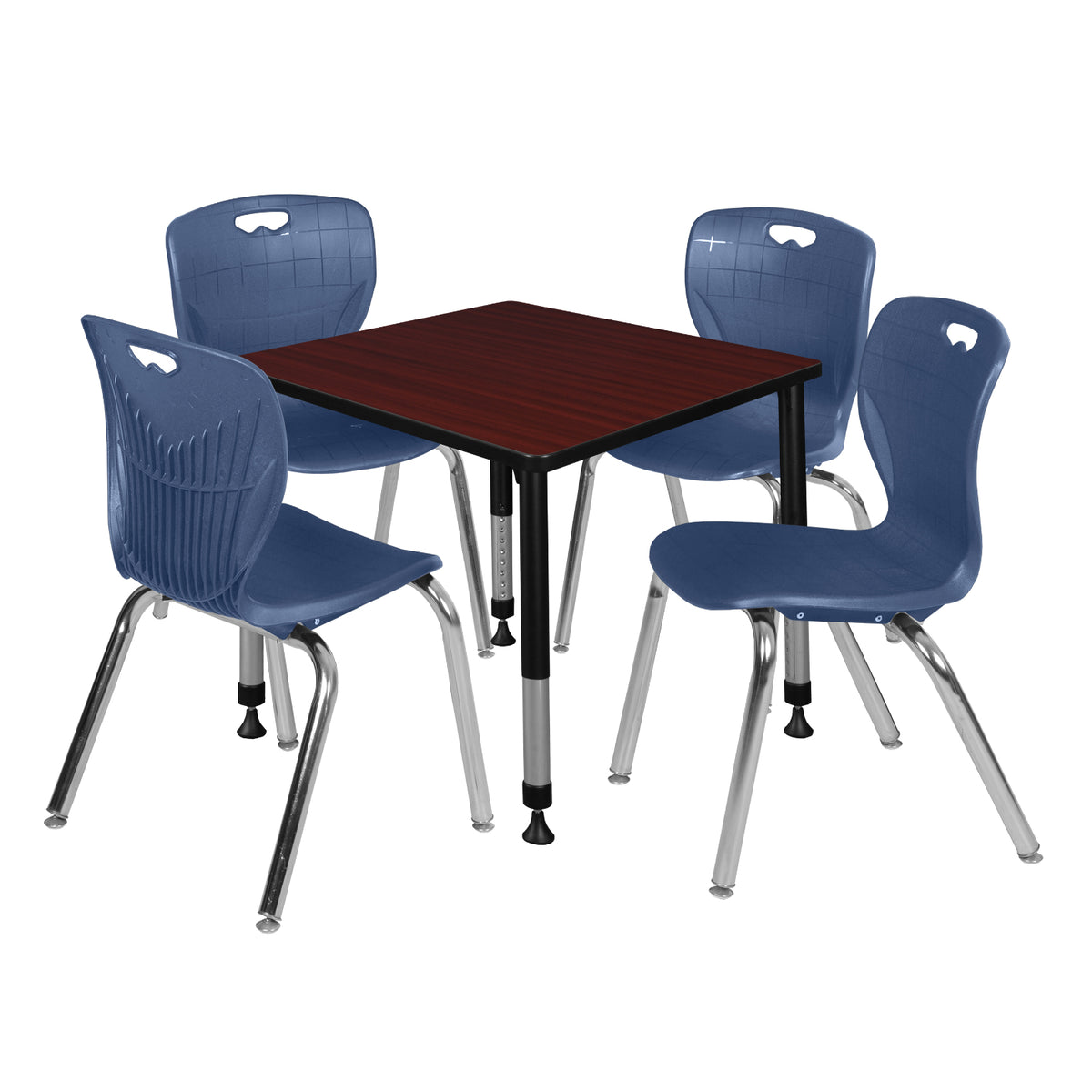 Kee Classroom Table and Chair Package, Kee 30" Square Adjustable Height Table with 4 Andy 18" Stack Chairs