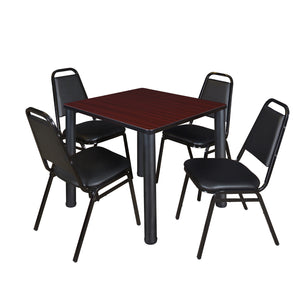 Kee Square Breakroom Table and Chair Package, Kee 30" Square Post-Leg Breakroom Table with 4 Restaurant Stack Chairs