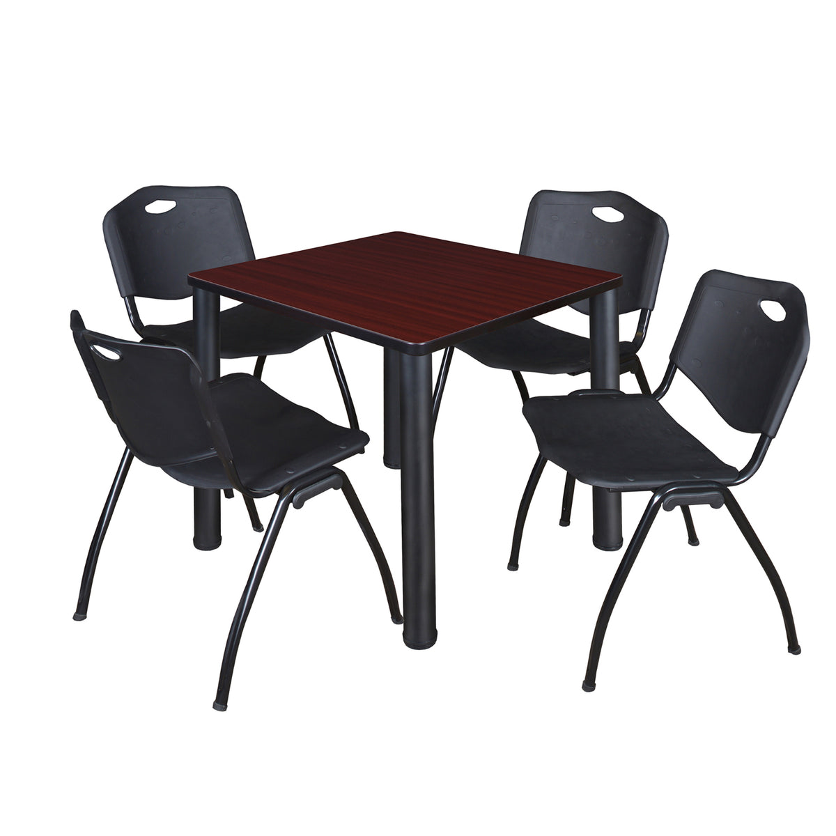 Kee Square Breakroom Table and Chair Package, Kee 30" Square Post-Leg Breakroom Table with 4 M Stack Chairs
