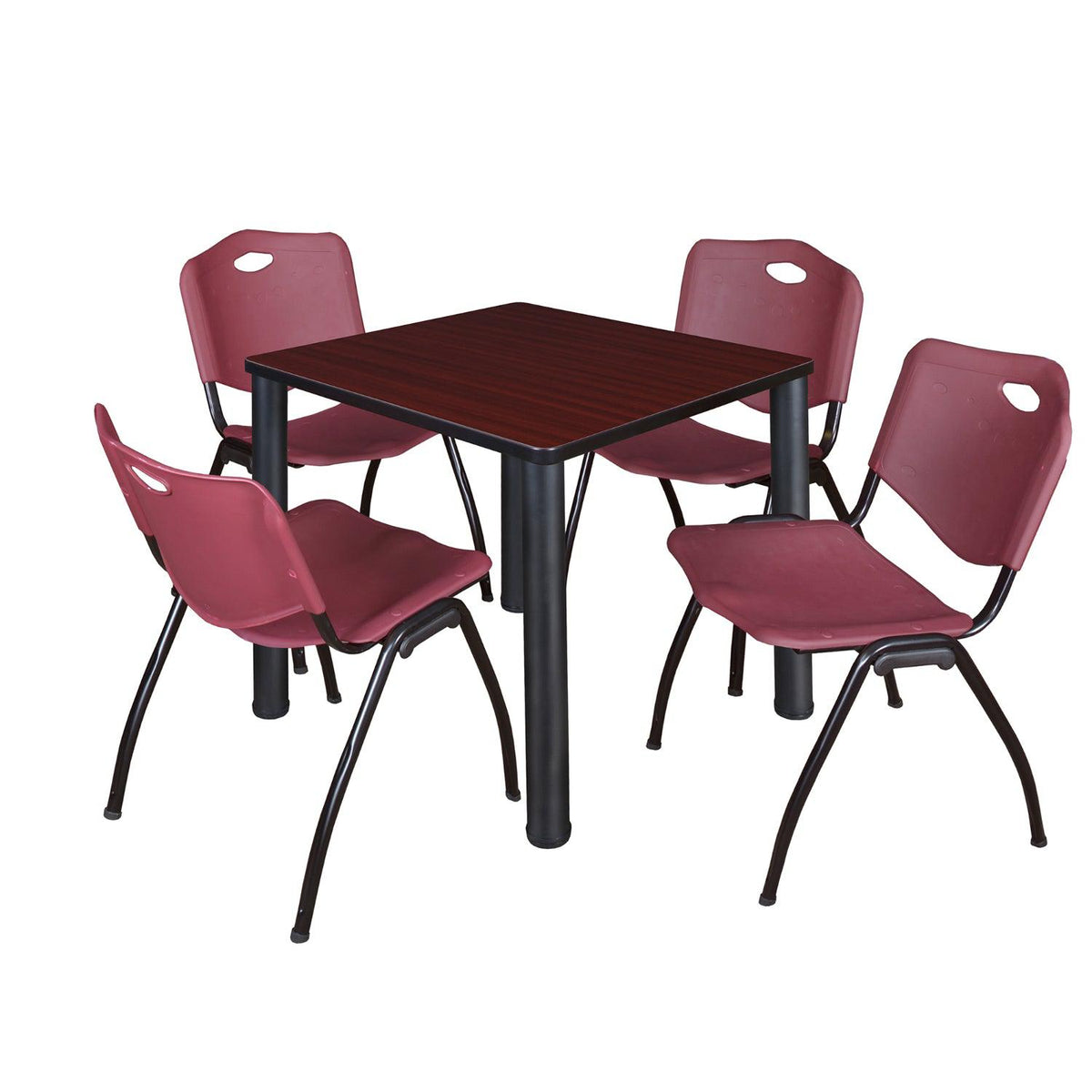 Kee Square Breakroom Table and Chair Package, Kee 30" Square Post-Leg Breakroom Table with 4 M Stack Chairs