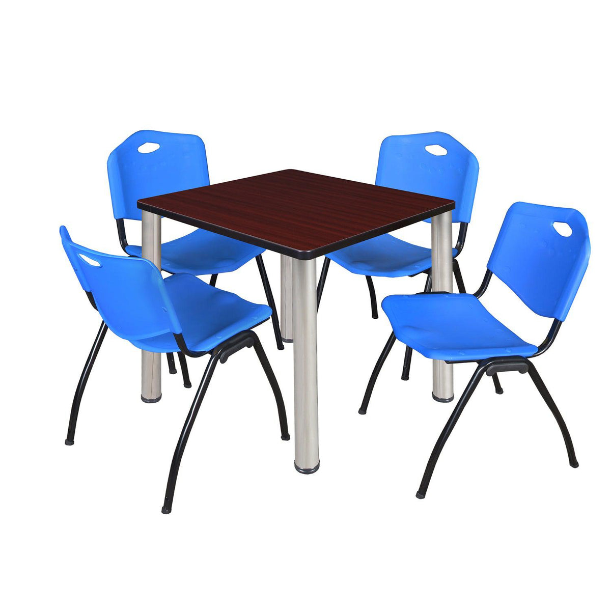 Kee Square Breakroom Table and Chair Package, Kee 30" Square Post-Leg Breakroom Table with 4 M Stack Chairs