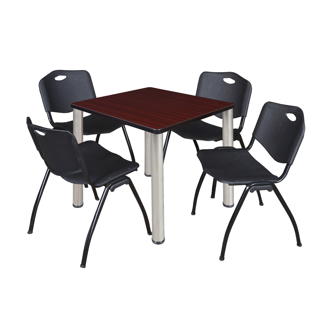 Kee Square Breakroom Table and Chair Package, Kee 30" Square Post-Leg Breakroom Table with 4 M Stack Chairs