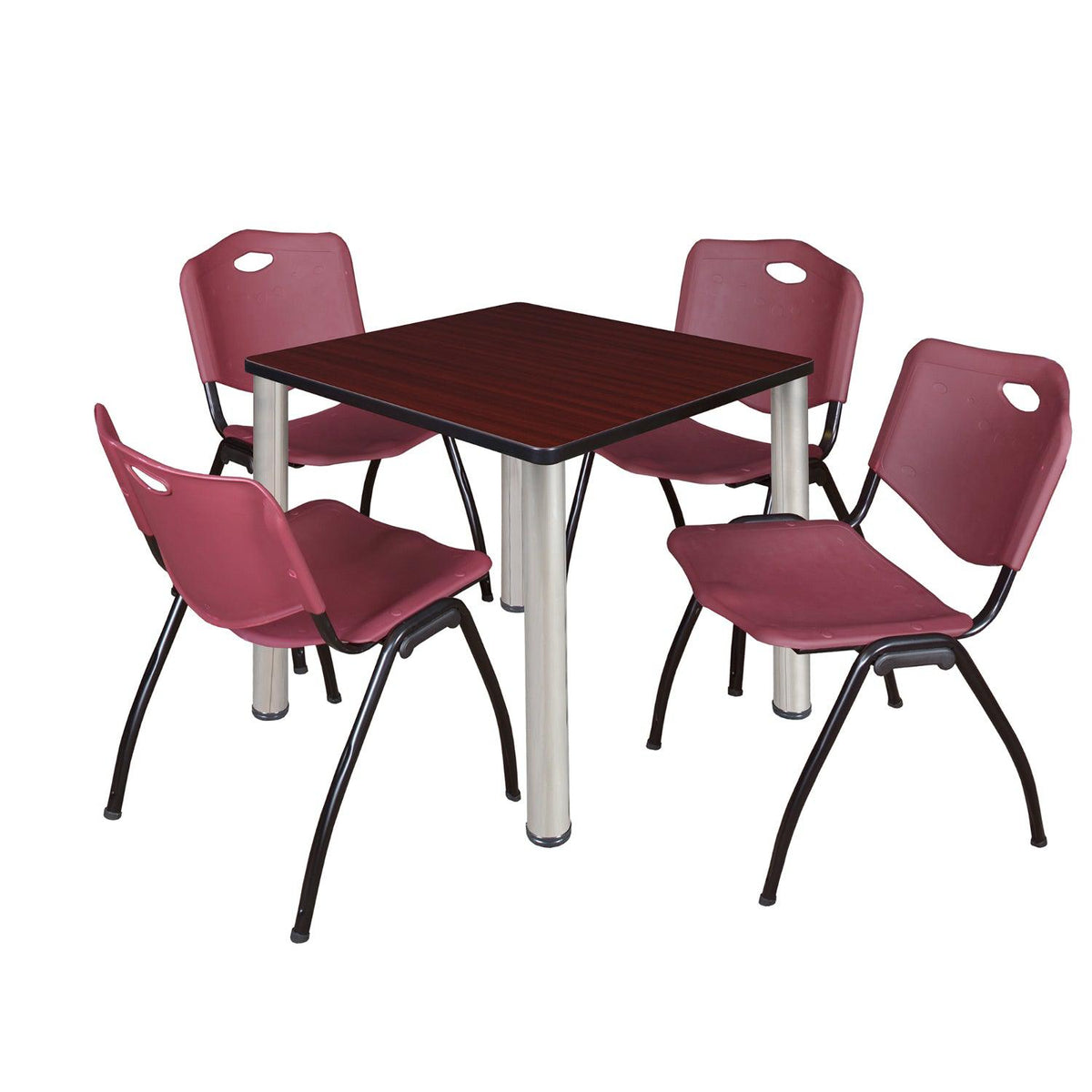 Kee Square Breakroom Table and Chair Package, Kee 30" Square Post-Leg Breakroom Table with 4 M Stack Chairs