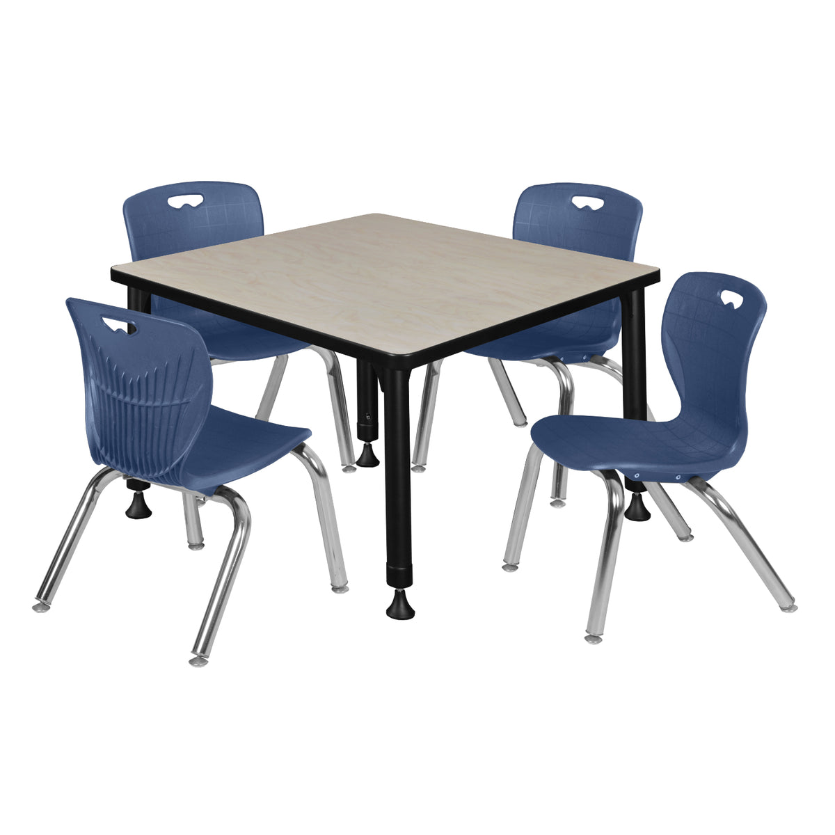 Kee Classroom Table and Chair Package, Kee 30" Square Adjustable Height Table with 4 Andy 12" Stack Chairs
