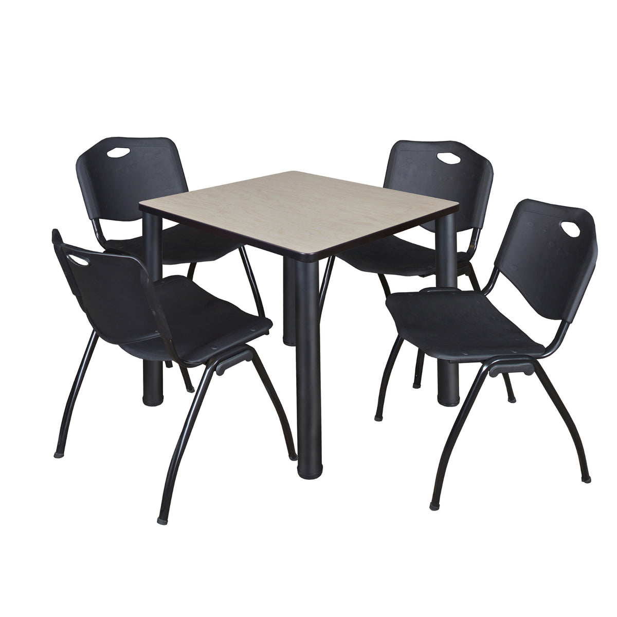 Kee Square Breakroom Table and Chair Package, Kee 30" Square Post-Leg Breakroom Table with 4 M Stack Chairs