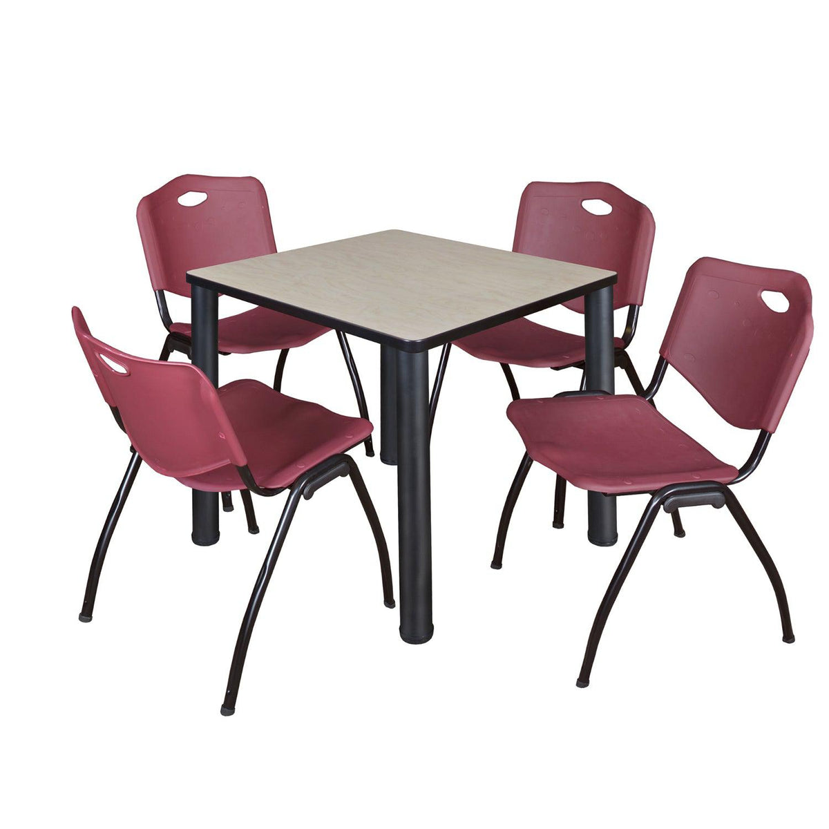 Kee Square Breakroom Table and Chair Package, Kee 30" Square Post-Leg Breakroom Table with 4 M Stack Chairs