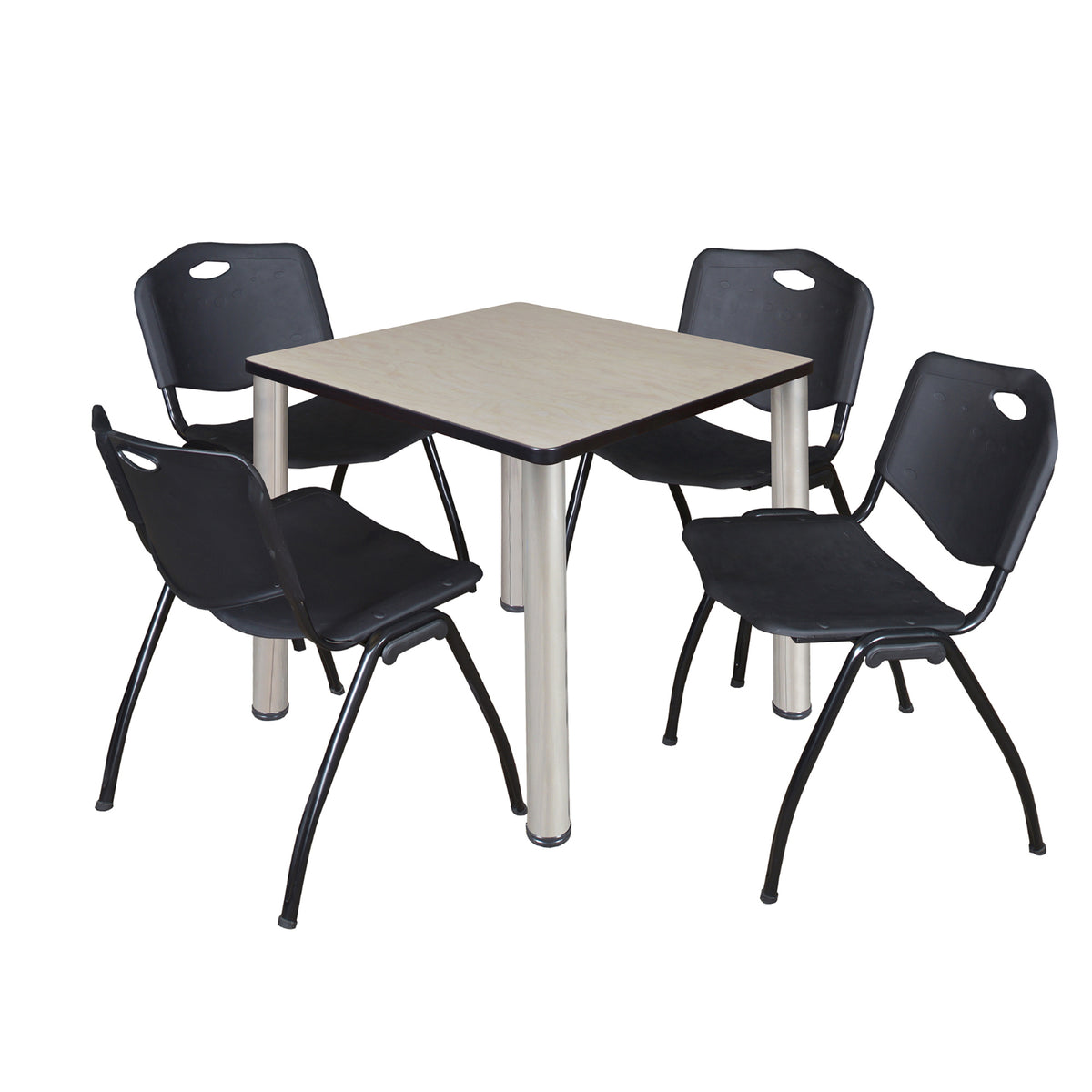 Kee Square Breakroom Table and Chair Package, Kee 30" Square Post-Leg Breakroom Table with 4 M Stack Chairs