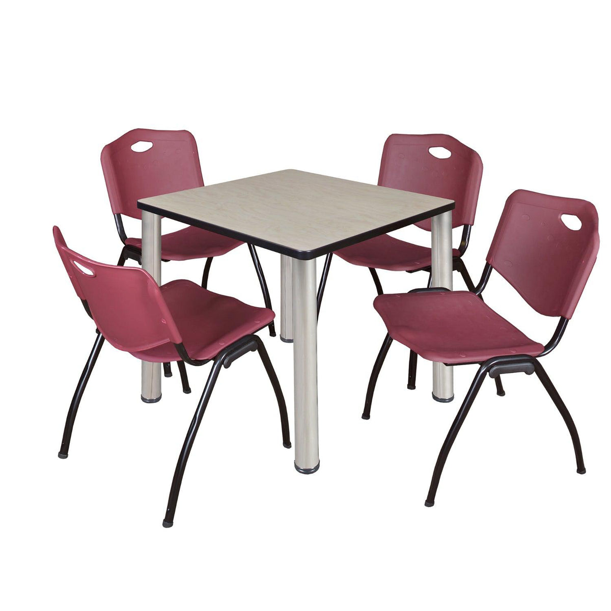 Kee Square Breakroom Table and Chair Package, Kee 30" Square Post-Leg Breakroom Table with 4 M Stack Chairs