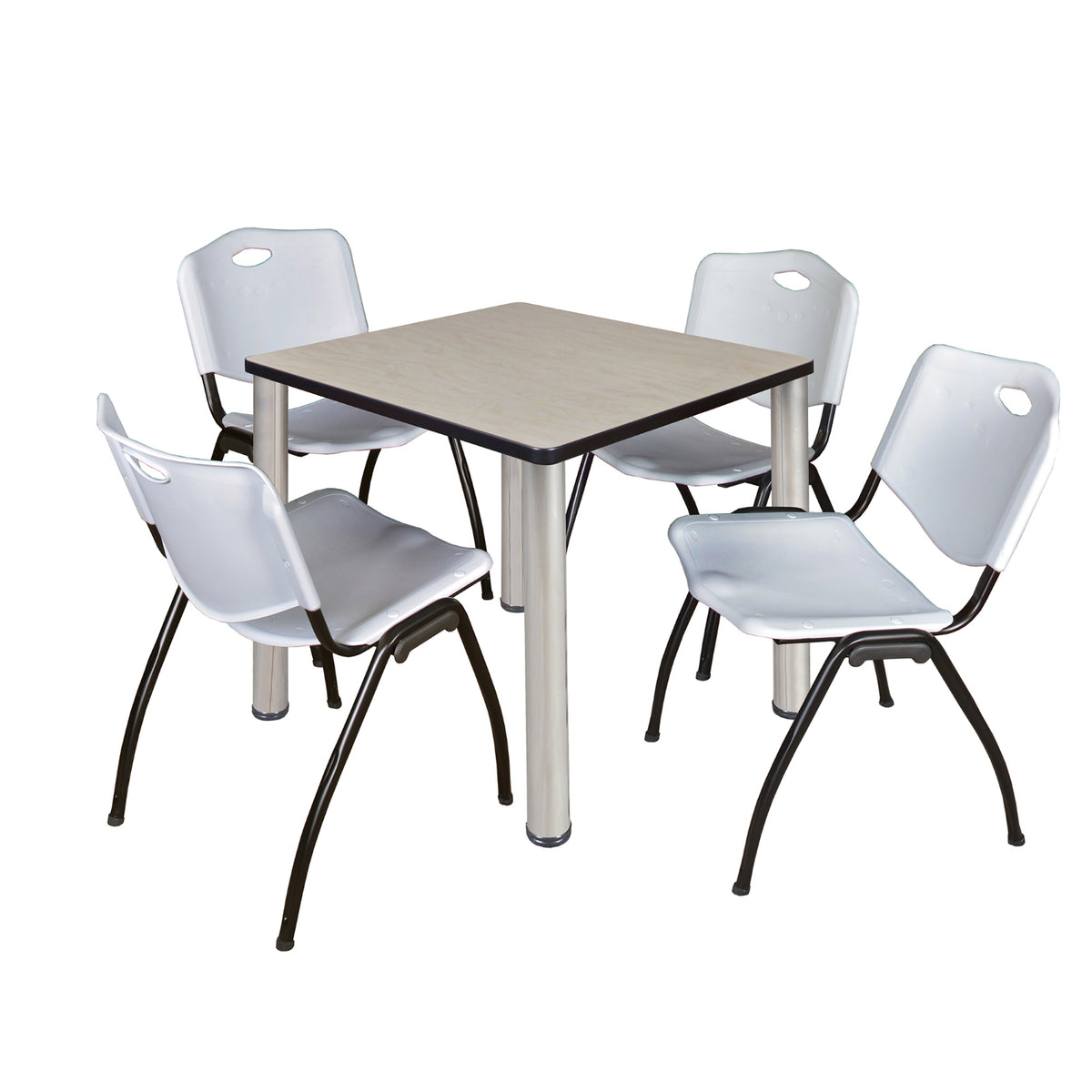 Kee Square Breakroom Table and Chair Package, Kee 30" Square Post-Leg Breakroom Table with 4 M Stack Chairs