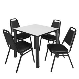 Kee Square Breakroom Table and Chair Package, Kee 30" Square Post-Leg Breakroom Table with 4 Restaurant Stack Chairs