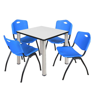 Kee Square Breakroom Table and Chair Package, Kee 30" Square Post-Leg Breakroom Table with 4 M Stack Chairs