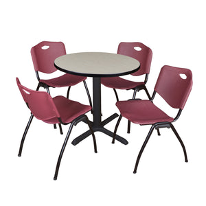 Cain Round Breakroom Table and Chair Package, Cain 30" Round X-Base Breakroom Table with 4 "M" Stack Chairs