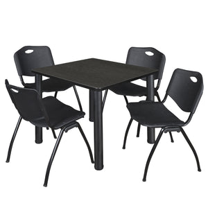 Kee Square Breakroom Table and Chair Package, Kee 36" Square Post-Leg Breakroom Table with 4 M Stack Chairs