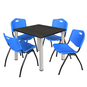 Kee Square Breakroom Table and Chair Package, Kee 36" Square Post-Leg Breakroom Table with 4 M Stack Chairs