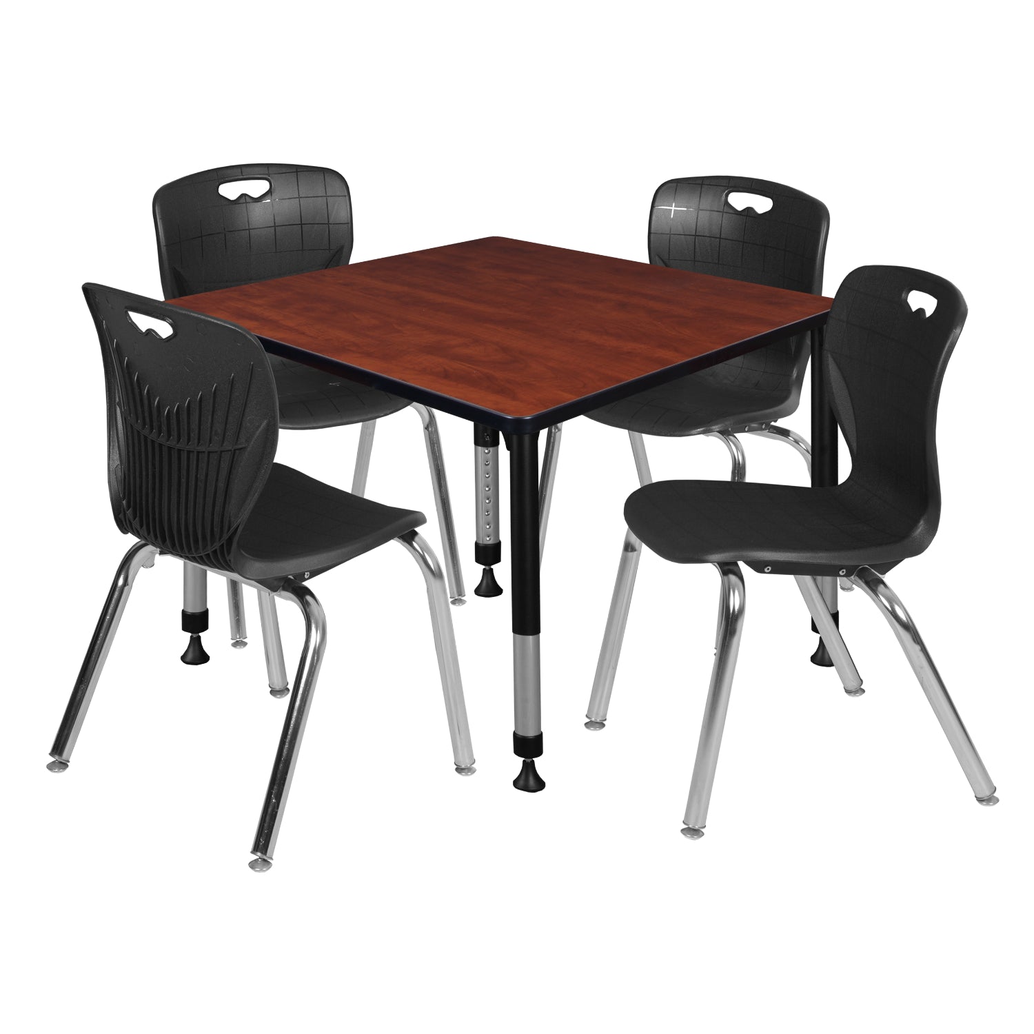 Kee Classroom Table and Chair Package, Kee 36" Square Adjustable Height Table with 4 Andy 18" Stack Chairs