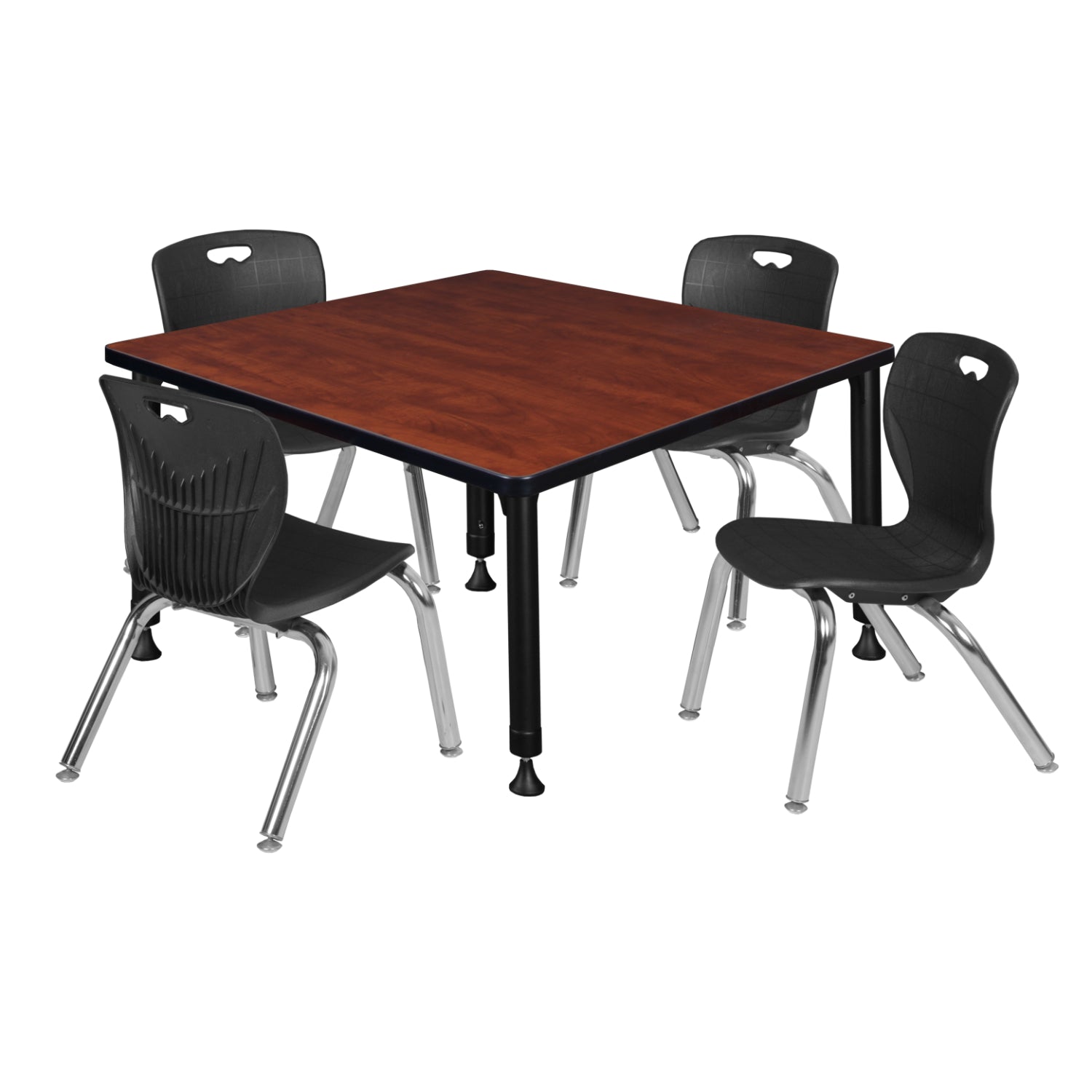 Kee Classroom Table and Chair Package, Kee 36" Square Adjustable Height Table with 4 Andy 12" Stack Chairs