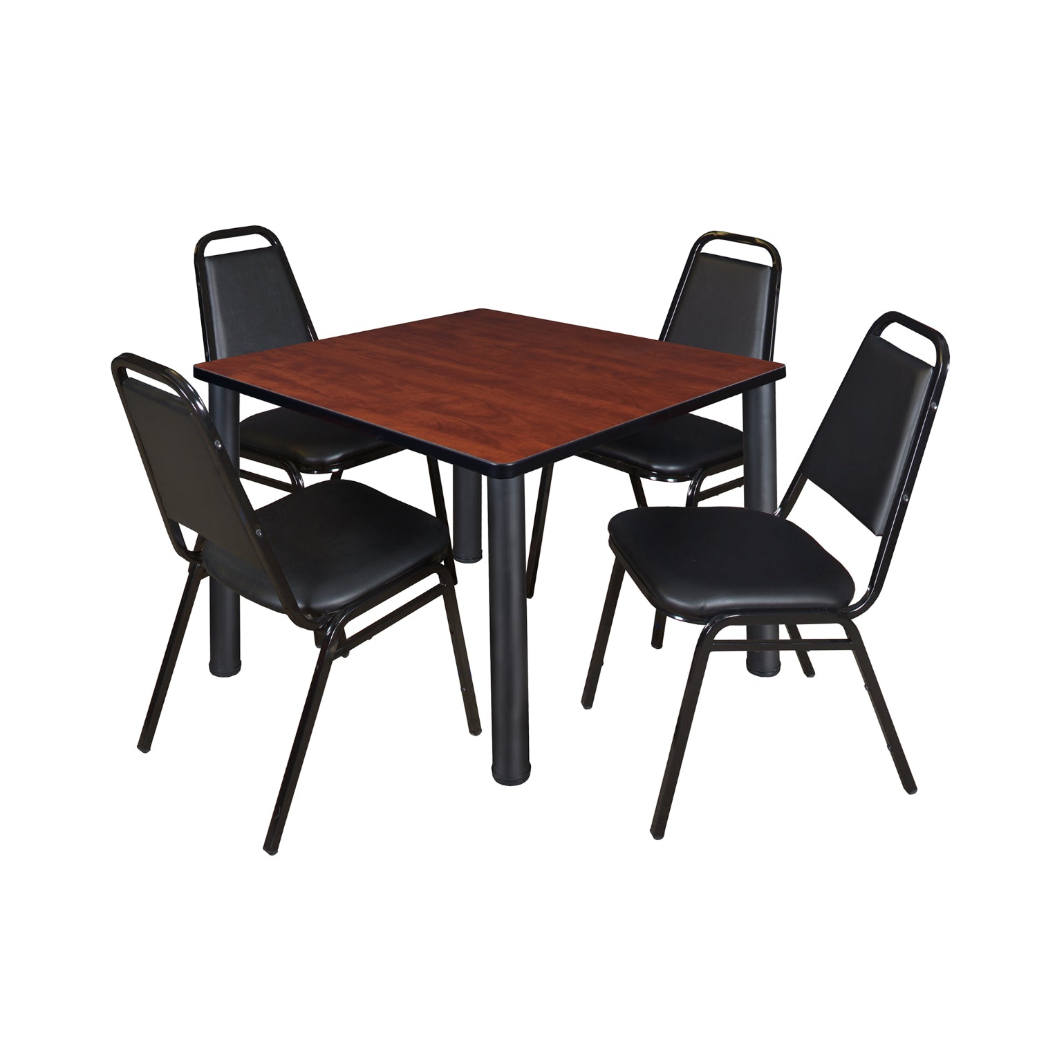 Kee Square Breakroom Table and Chair Package, Kee 36" Square Post-Leg Breakroom Table with 4 Restaurant Stack Chairs