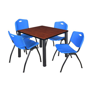 Kee Square Breakroom Table and Chair Package, Kee 36" Square Post-Leg Breakroom Table with 4 M Stack Chairs