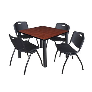 Kee Square Breakroom Table and Chair Package, Kee 36" Square Post-Leg Breakroom Table with 4 M Stack Chairs