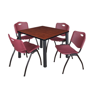 Kee Square Breakroom Table and Chair Package, Kee 36" Square Post-Leg Breakroom Table with 4 M Stack Chairs