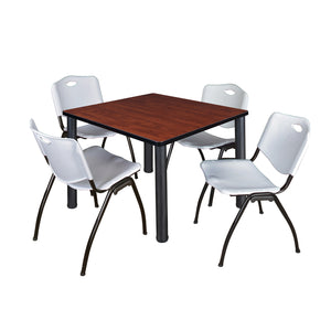 Kee Square Breakroom Table and Chair Package, Kee 36" Square Post-Leg Breakroom Table with 4 M Stack Chairs
