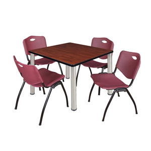 Kee Square Breakroom Table and Chair Package, Kee 36" Square Post-Leg Breakroom Table with 4 M Stack Chairs