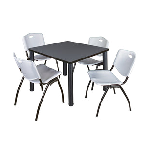 Kee Square Breakroom Table and Chair Package, Kee 36" Square Post-Leg Breakroom Table with 4 M Stack Chairs