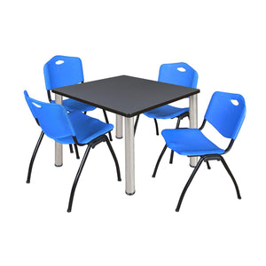 Kee Square Breakroom Table and Chair Package, Kee 36" Square Post-Leg Breakroom Table with 4 M Stack Chairs