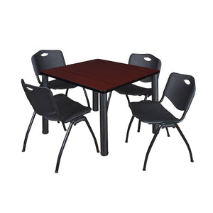 Kee Square Breakroom Table and Chair Package, Kee 36" Square Post-Leg Breakroom Table with 4 M Stack Chairs