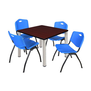 Kee Square Breakroom Table and Chair Package, Kee 36" Square Post-Leg Breakroom Table with 4 M Stack Chairs