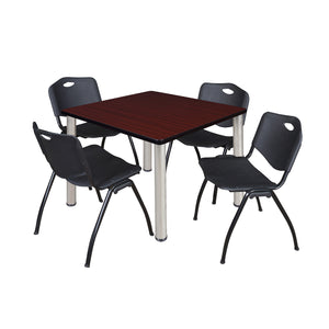 Kee Square Breakroom Table and Chair Package, Kee 36" Square Post-Leg Breakroom Table with 4 M Stack Chairs