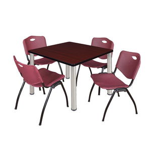 Kee Square Breakroom Table and Chair Package, Kee 36" Square Post-Leg Breakroom Table with 4 M Stack Chairs