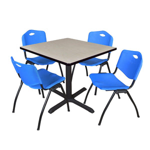 Cain Square Breakroom Table and Chair Package, Cain 36" Square X-Base Breakroom Table with 4 "M" Stack Chairs